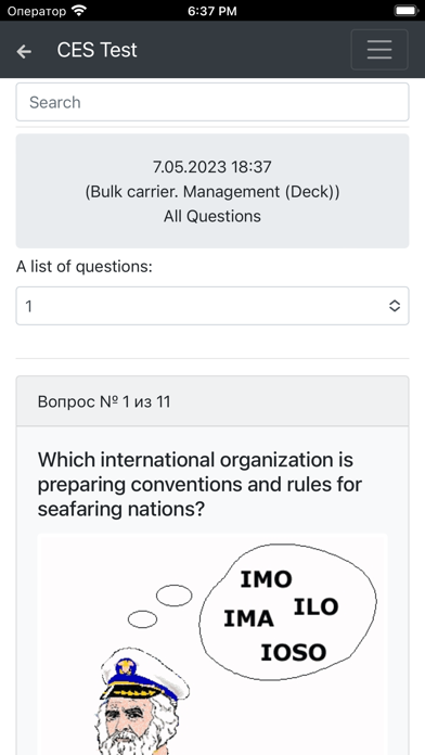 Bulk carrier. Management CES Screenshot