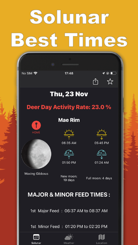 #1. Solunar Hunting Times (iOS) 来自: Hunting Gear
