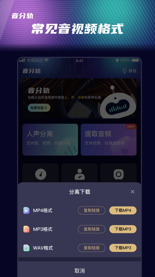 #6. 音分轨-AI人声分离&人声伴奏提取&视频转音频&视频消音 (iOS) 来自: 深圳制片帮网络科技有限公司