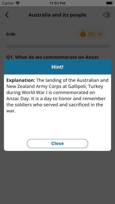 Australia citizenship practice Screenshot