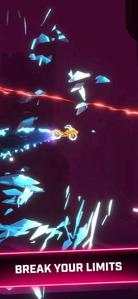 Rider Worlds - Neon Bike Races - Witness the dynamic 3D graphics as the neon bike navigates shattered environments and dodges intense laser lines, pushing skill boundaries.
