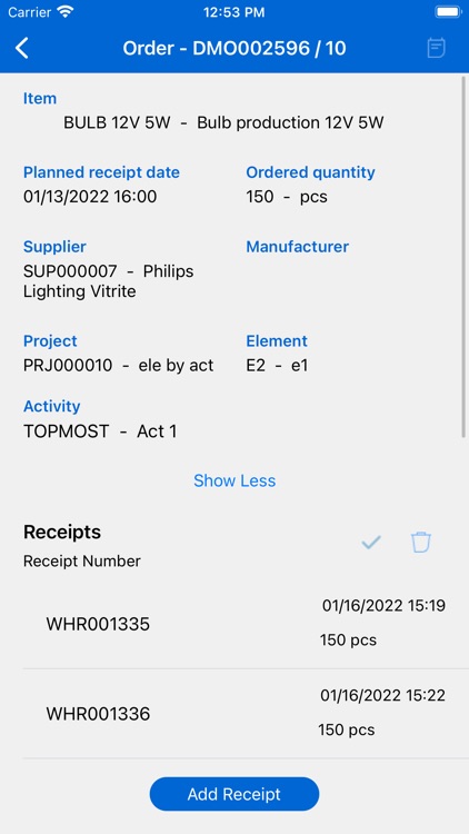 Infor LN Project Receipts screenshot-4