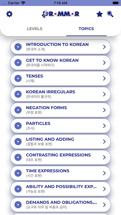 Korean Grammar ー Lessons・Tests Screenshot
