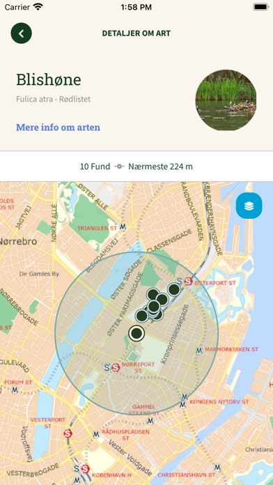 Arter - Indberetning Screenshot