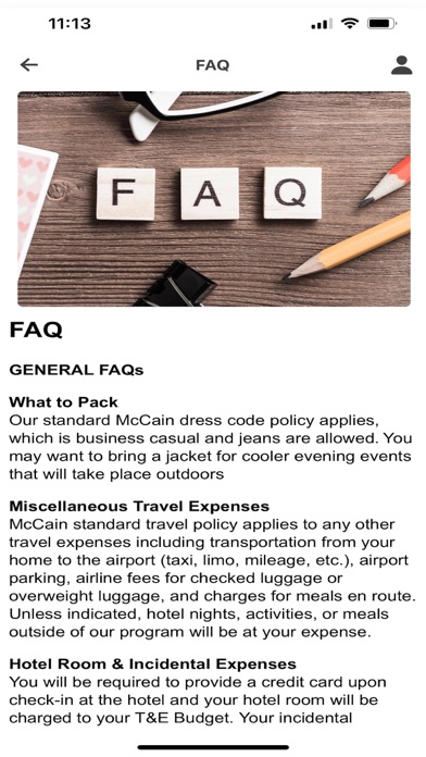 McCain Events Screenshot