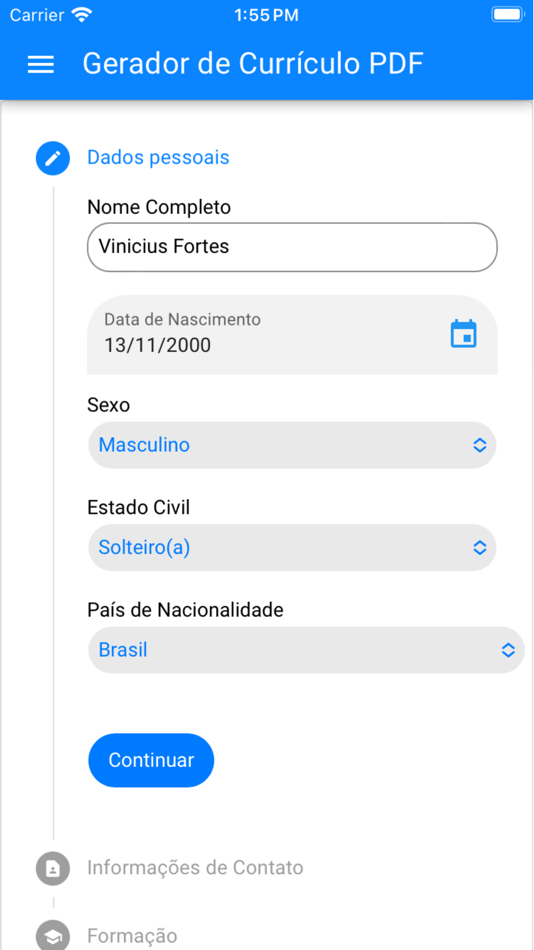 Gerador de Curriculo (iOS) 由: Vinicius Fortes Gerador de Curriculo (iOS) 由: Vinicius Fortes