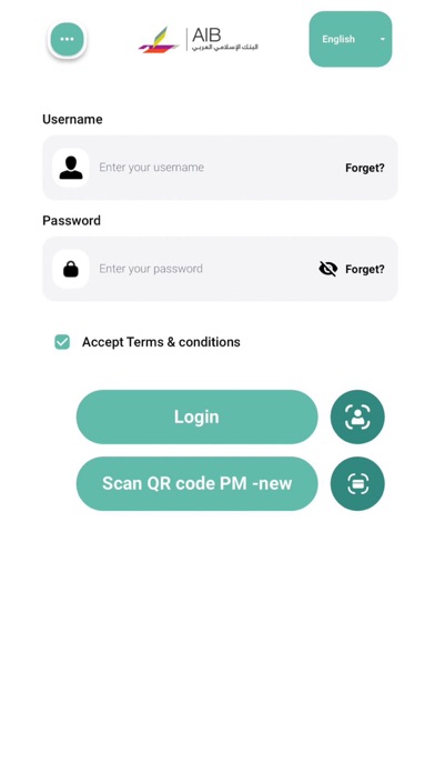 Arab Islamic Bank Mobile app Screenshot