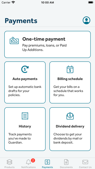 GUARDIAN® Accounts & Policies Screenshot