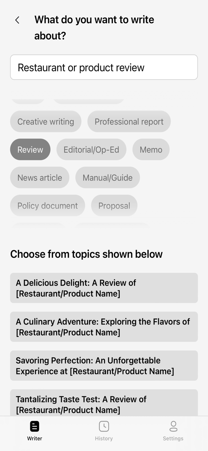 AI Writing Assistant R10w