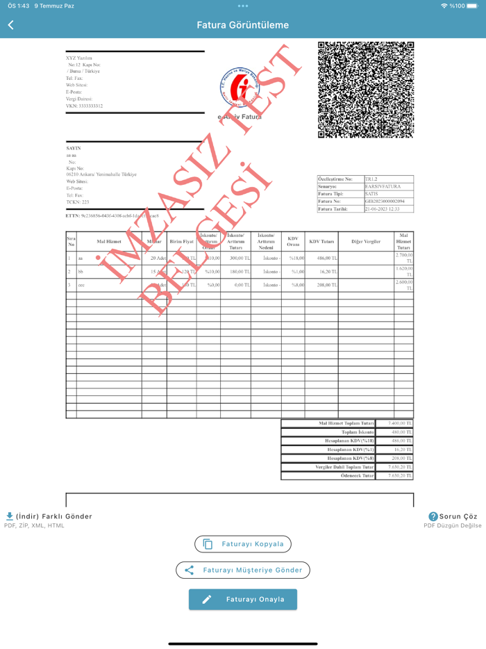 e arşiv fatura  hızlı pratik