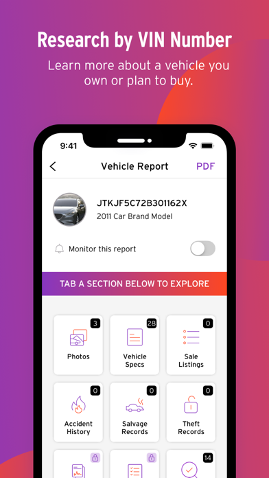 Bumper: Vehicle History Report Screenshot