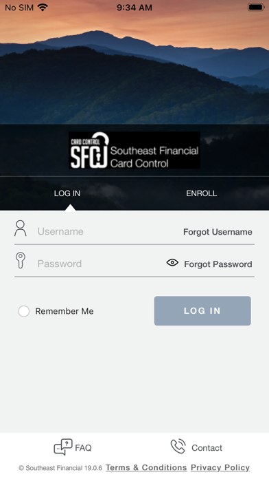 SFCU Card Control Screenshot