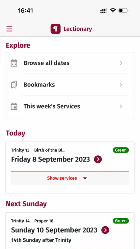 Lectionary screenshot 1 of 7