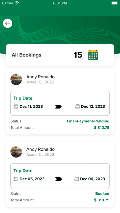 nRide Car Rentals Screenshot