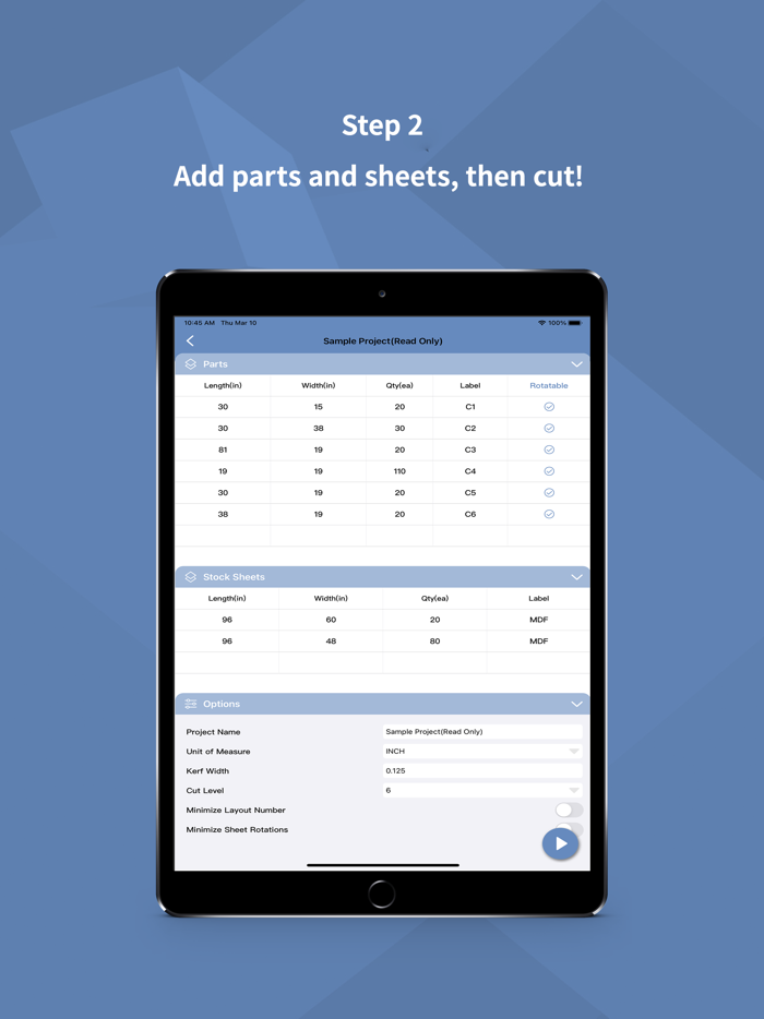 SheetCut Optimizer - Carpenter