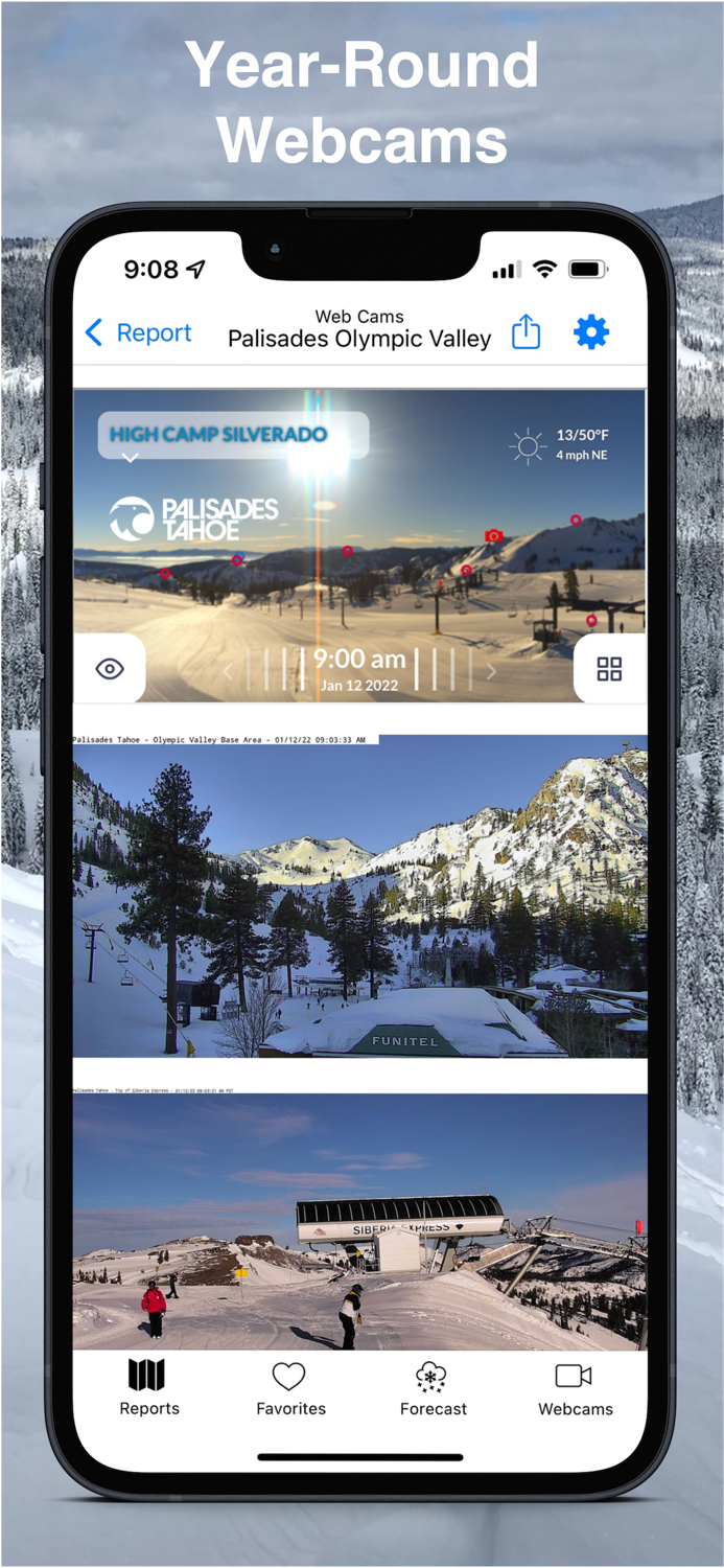 Tahoe Snow Map and Webcams