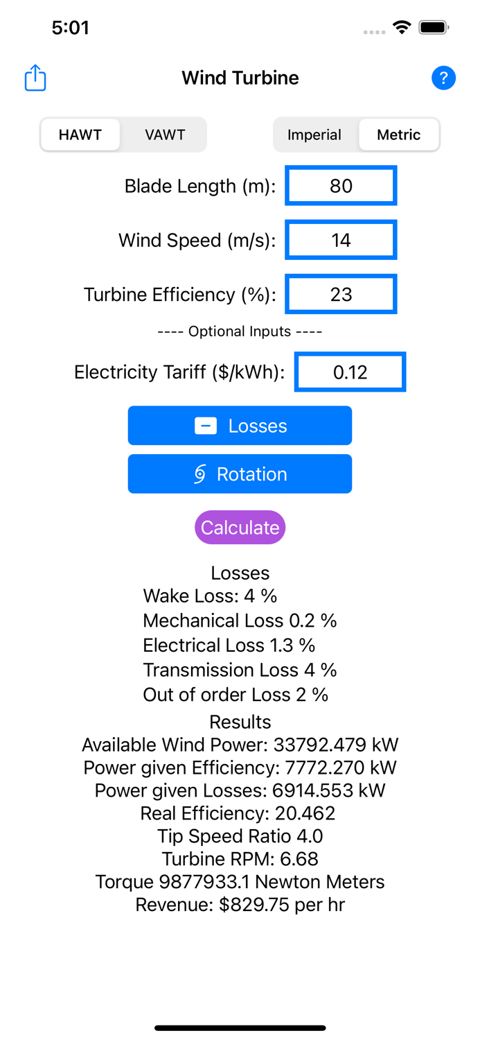 Wind Turbine Calculator
