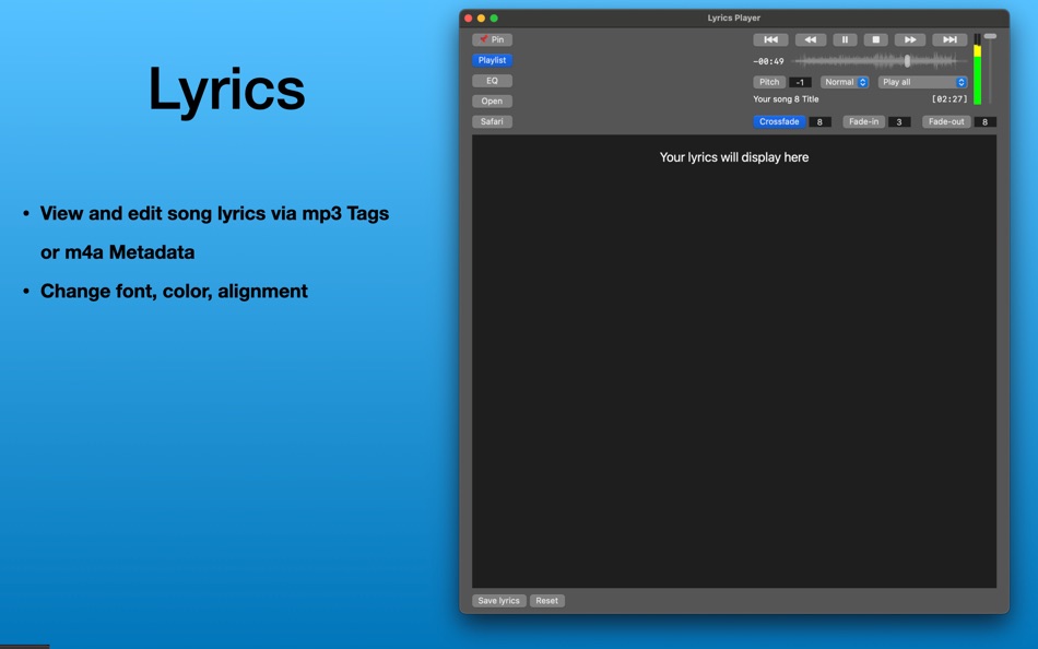 #3. Lyrics Player (macOS) Por: Andriy Pohorilko