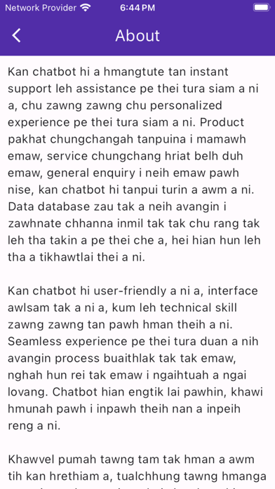 Hriatna Mizo Chatbot Screenshot