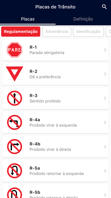 Placas de Trânsito Screenshot