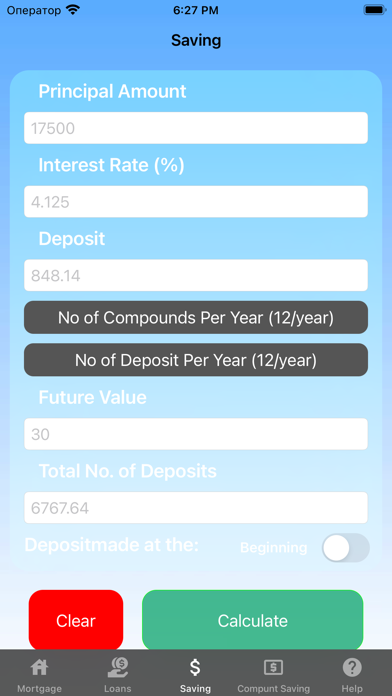 My loan calculator app Screenshot