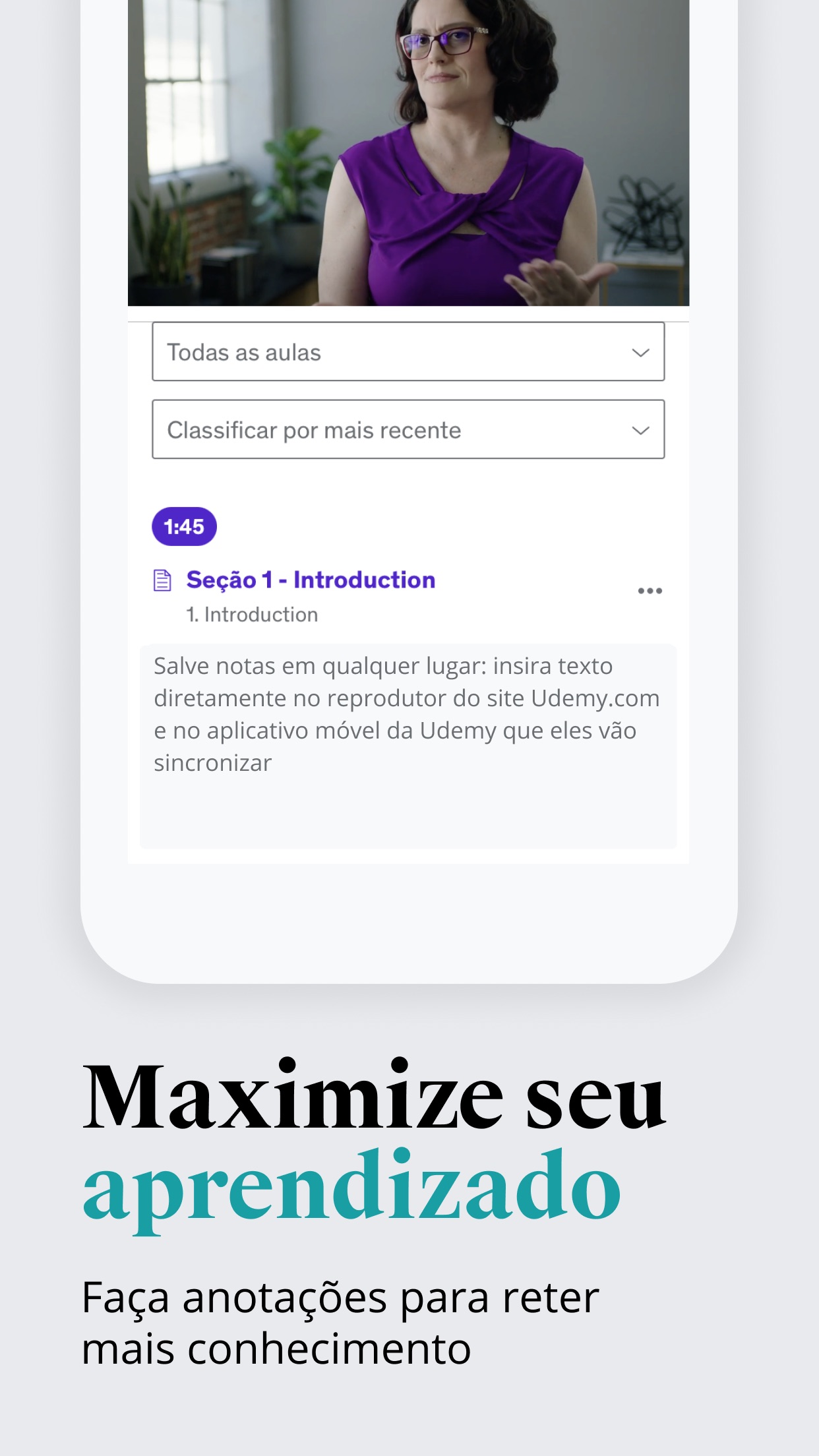 Screenshot do app Udemy Online Video Courses