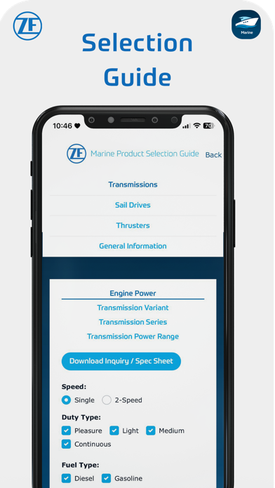 ZF Marine App Screenshot