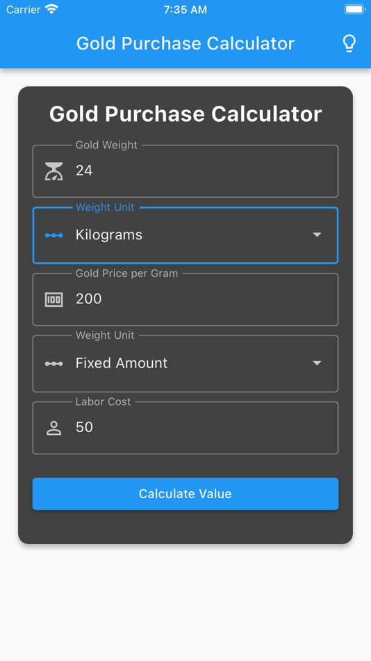 #7. Gold Purchase Calculator (iOS) 由: MD. NASAR UDDIN REDOY