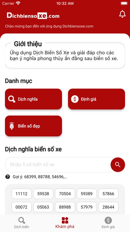 Định giá và Dịch biển số xe