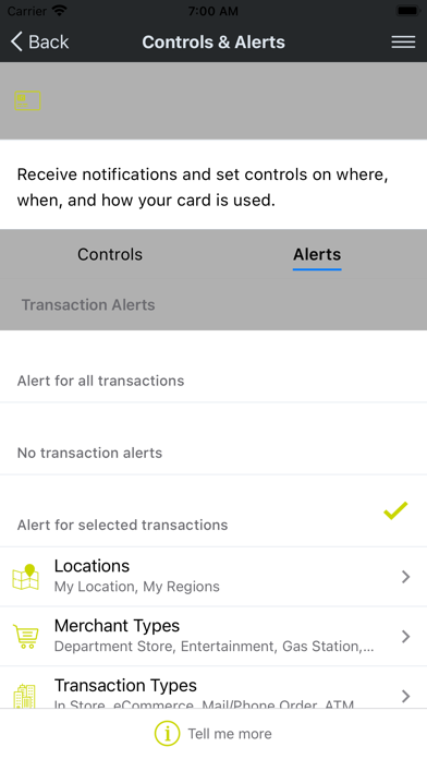 Seattle CU Card Control Screenshot