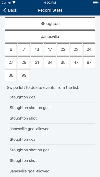 Men’s Lacrosse Stats Screenshot