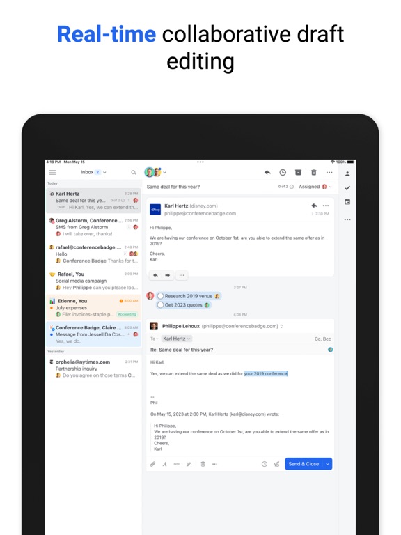 Missive - Email, Chat & Tasks iPad screenshot 4 - Business app