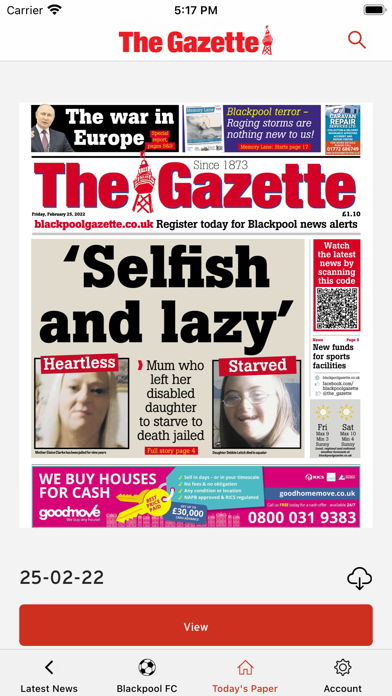 The Blackpool Gazette Screenshot
