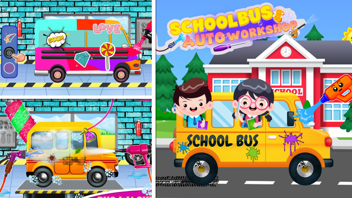 School Bus Auto Workshop Game