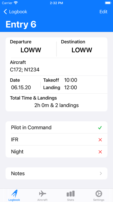 Screenshot #2 pour SkyPilot 3 - Flight Logbook
