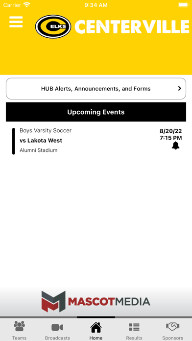 Centerville Elks Athletics Screenshot