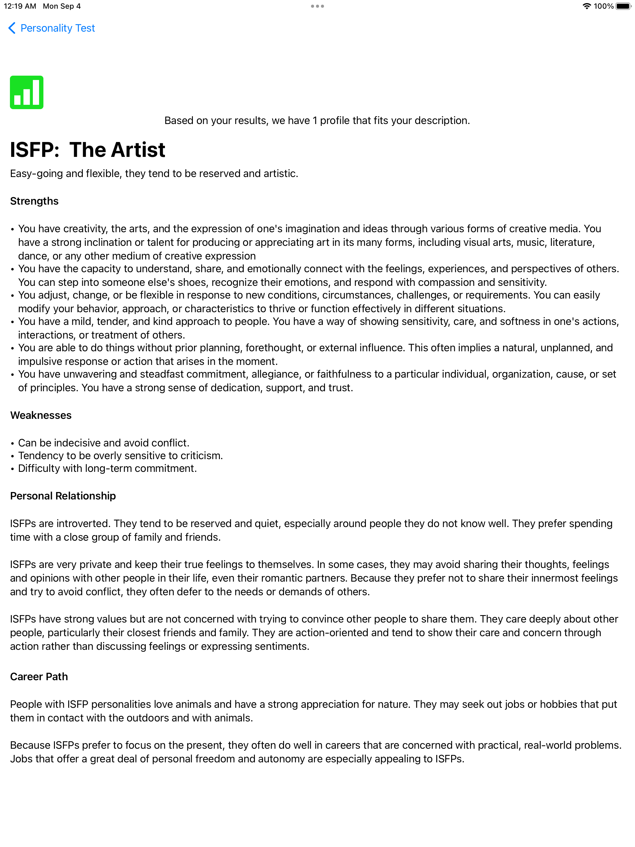 Personality Test