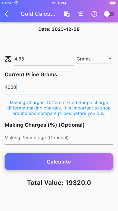 Gold Calculator++ Screenshot