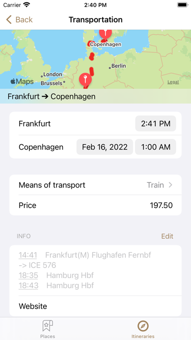 Trip Planer Travelos Screenshot