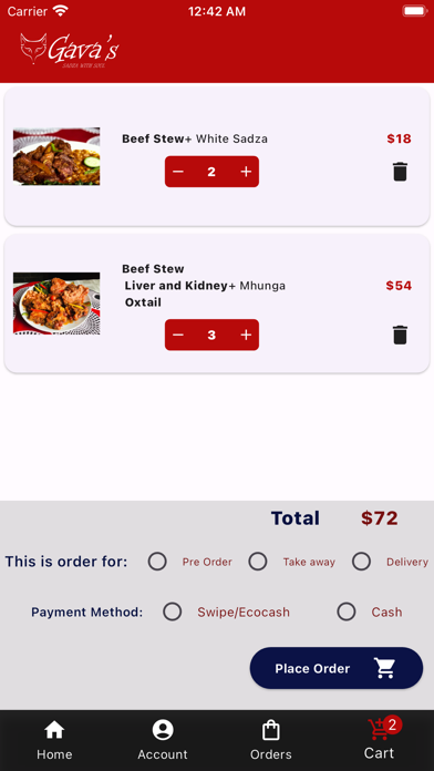Gava's Restaurant Screenshot