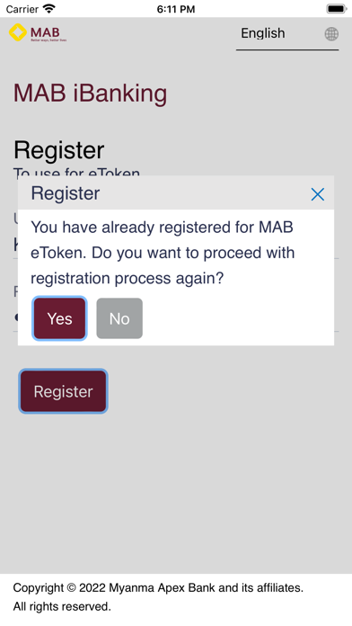 MAB eToken Screenshot