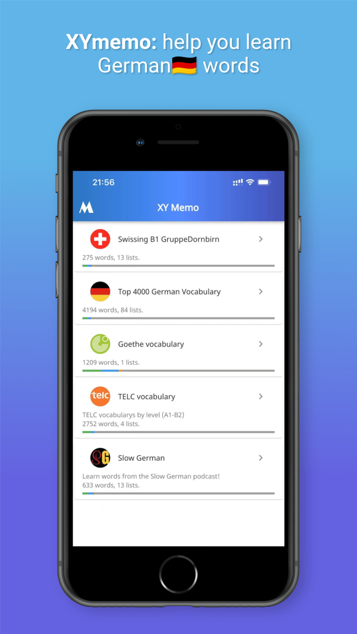 XY Memo German vocab builder