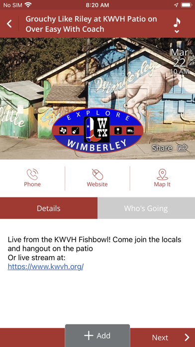 Wimberley Visitor App Screenshot