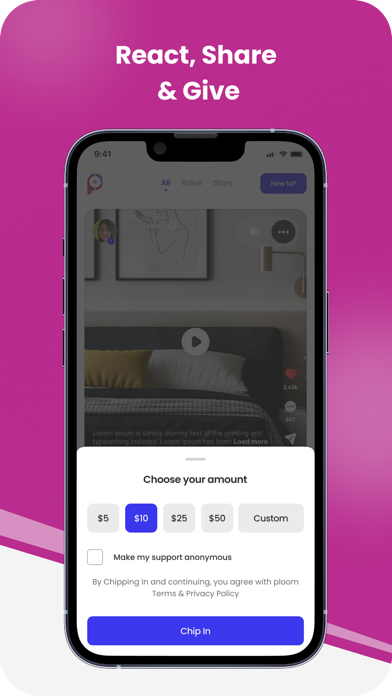 PloomSocial: Fundraising Screenshot