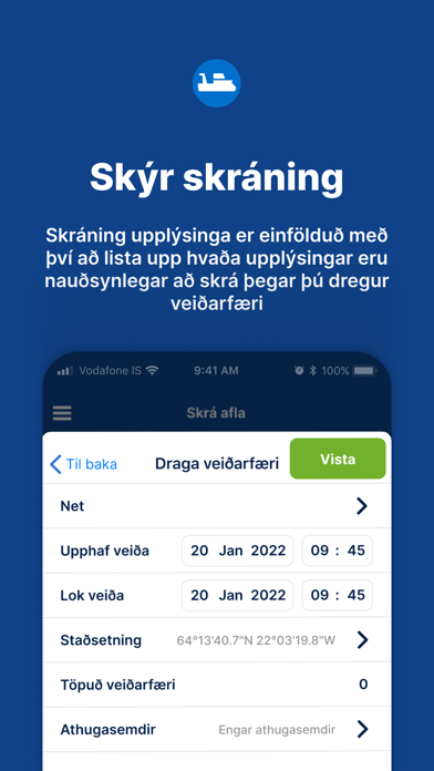 Afladagbók Screenshot
