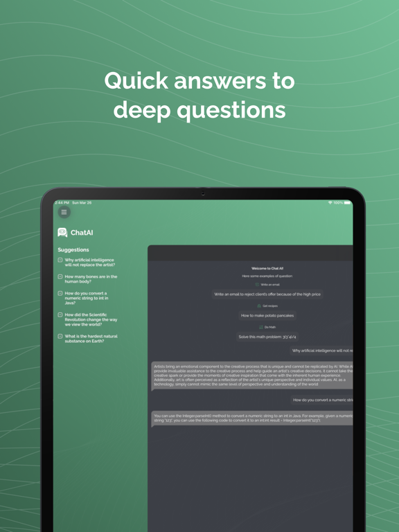 Chat AI Writing BOT GeniusMind iPad screenshot