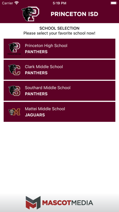 Princeton ISD Athletics Screenshot