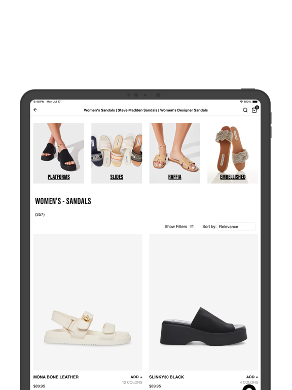 Steve Madden iPad screenshot 4 - Shopping app