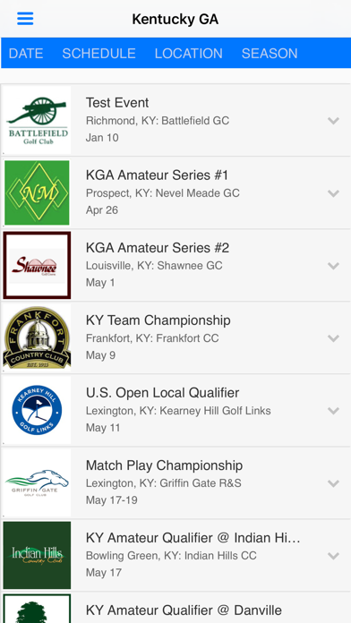 Kentucky Golf Association Screenshot