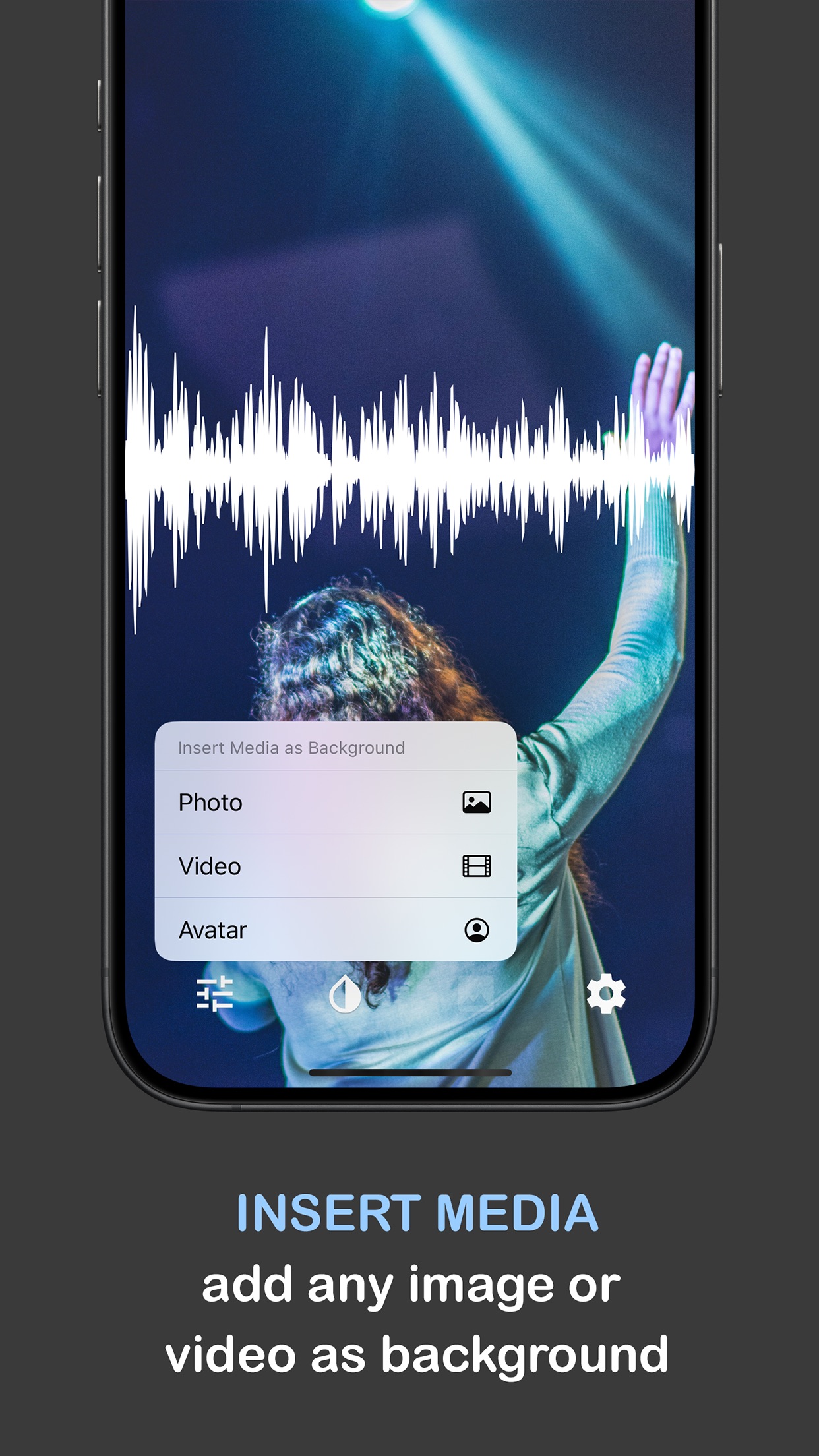 Screenshot do app Audiom - Make Waveform Videos